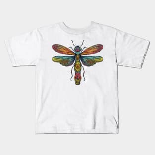 Ornamental rainbow dragonfly Kids T-Shirt